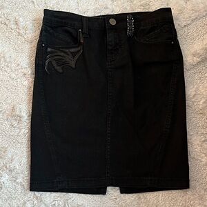 Francomina M Black Women's Pencil Denim Skirt with Subtle Embellishment/Italian